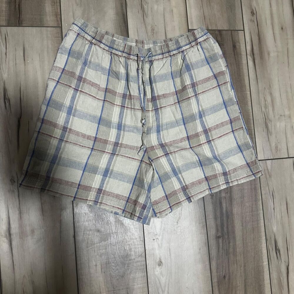 Vintage 90s P.K. Elliot Sport Plaid Linen/Cotton Shorts - Size Large